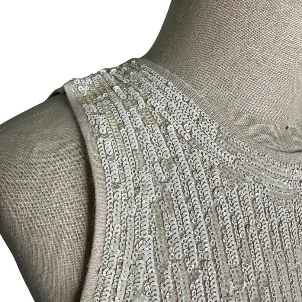 J. CREW COLLECTION Cream Sequin Cropped Sleeveless Blouse Tank Top Size S NWT - Picture 8 of 9